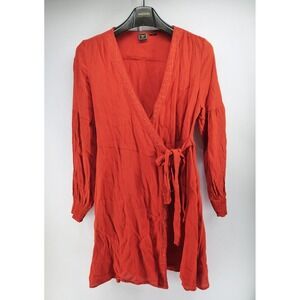 Superdry‎ Burnt Orange Long Sleeve Embroidered Wrap Dress Size 10